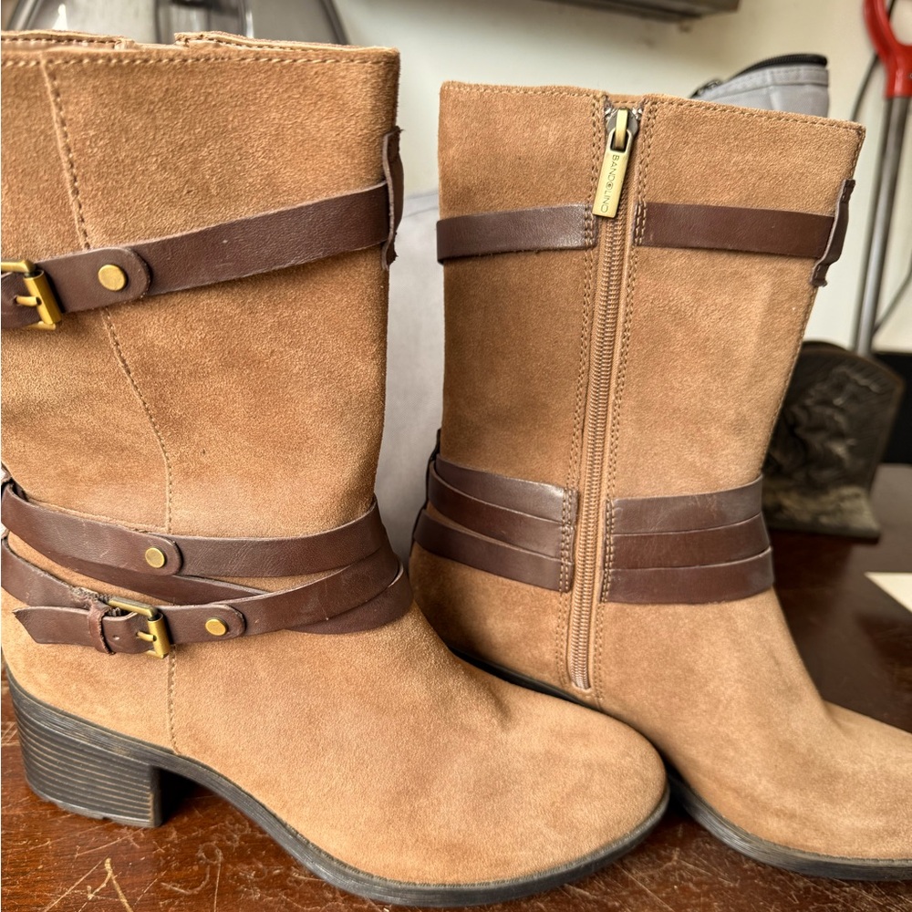 Bandolino Tan and Brown Heeled Boots